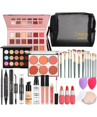 LYMYBETY Makeup Set Cosmetic Make Up Starter Kit With Storage Bag Portable Travel Make Up Palette Eyeshadow Foundation Lip Gloss for Teenage & Adults (Style B)