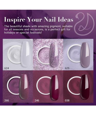 AZUREBEAUTY Dip Powder Nail Set - 6 Colors Fall Winter Purple Rose Red Glitter | DIY Salon Manicure Kit No Nail Lamp Needed - Buy Online on SooperMarket.com