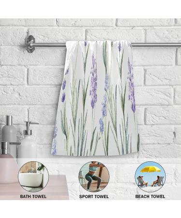 Blueangle Watercolor Lavender Print Hand Towels - Set of 2, 14.4 x 28.3 inches - Decorative Guest Towels for Bathroom, Spa, Gym - Buy Online on SooperMarket.com