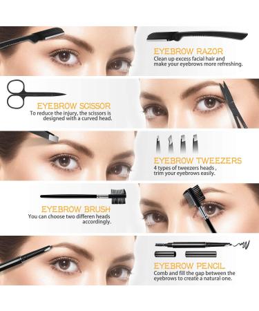 Hocosy 8-PC Eyebrow Care Set - Brown Pencil Comb Tweezers Razors Brushes & Scissors - Perfect for Flawless Eyebrows - International Shipping Available - Buy Online on SooperMarket.com