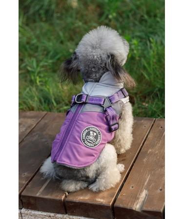 Poseca Reflective Waterproof Dog Coat with Harness for Small Medium Dogs - Purple - Buy Online on SooperMarket.com