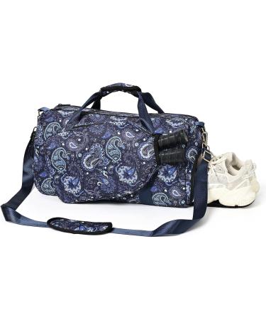 Boulder Bee Premium Pickleball Bag for Women | Blue Cashew Flower Design | Hand/Shoulder Gym Bag with Water Bottle Holder | Racquet/Paddle Holder Duffel Bag - Buy Online on SooperMarket.com