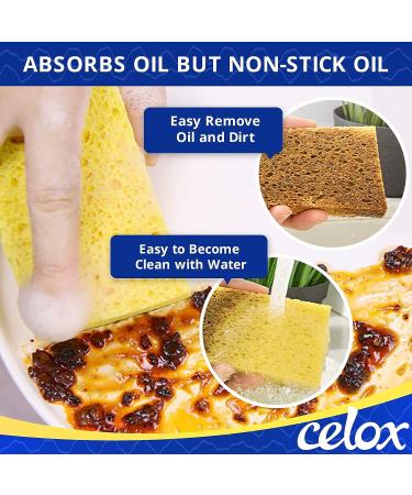 CELOX Large Eco-Friendly Cellulose Kitchen Sponges - 24 Pack Super Absorbent Cleaning Sponges for Dishes - DIY Kids Sponges in Pink-yellow (4.5 x 2.8 x 0.6) - Buy Online on SooperMarket.com
