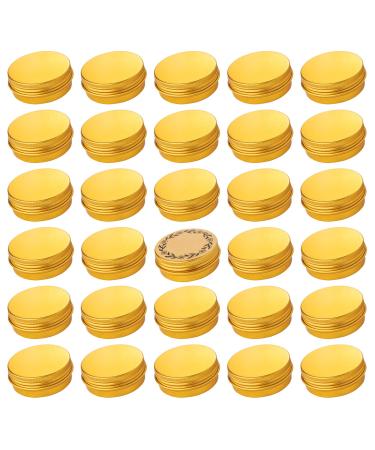 1 oz / 30ml Screw Top Aluminum Tin Jar with Screw Lid and Blank Labels (Gold - Pack of 32)