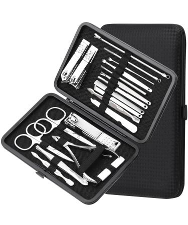 Manicure Set Nail Clippers Pedicure Kit 20 Pieces Stainless Steel Manicure Kit Professional Grooming Kits Nail Care Tools with Travel Case