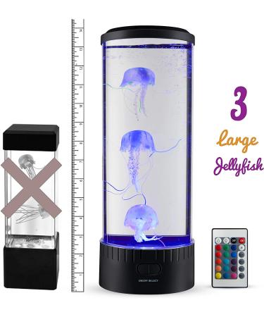 SensoryMoon Large LED Jellyfish Lava Lamp Aquarium with 3 Glowing Fake Jellyfish - 20 Color Changing Remote, Ocean Wave Projector - Kids Night Light - Buy Online on SooperMarket.com