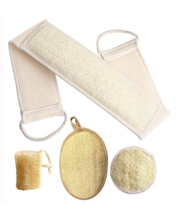 Loofa Body Scrubber - 4 PCS Exfoliating Loofah Back Scrubber Natural Luffa Shower Bath Sponge Exfoliating Washcloth Face Scrubber Pad for Deep Clean & Invigorate Your Skin
