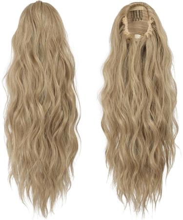 FESHFEN Blonde & Ash Blonde Mixed Curly Wavy Drawstring Ponytail Extension 18 inch - Synthetic Hairpiece for Women - Buy Online on SooperMarket.com