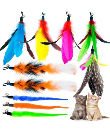 Cat Feather Toy Replacement Cat Toy Wand Refills, 10 Pieces Natural Bird Feathers Refill, Cat Toy Replacement Feathers for Cat Wand