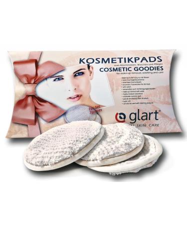 Glart 44AP cosmetic pads for make-up removal washable with wash bag beige and white 7 pieces White 1 piece (1 pack)