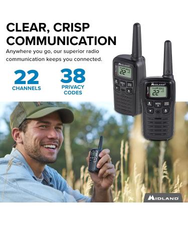 Midland T10 X-TALKER Two Way Radios - 22 Channel FRS Walkie Talkies with Extended Range, 38 Privacy Codes & NOAA Weather Alert - Black (2 Pack) - Buy Online on SooperMarket.com