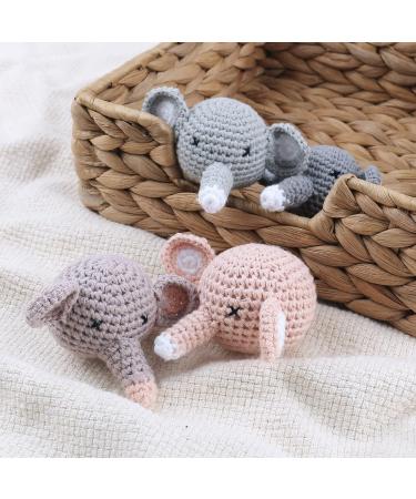 Baby Pacifier Clip DIY Crochet Elephant Teething Toy Rattle Teether Shower Gift - 6-12 Months - Buy Online on SooperMarket.com