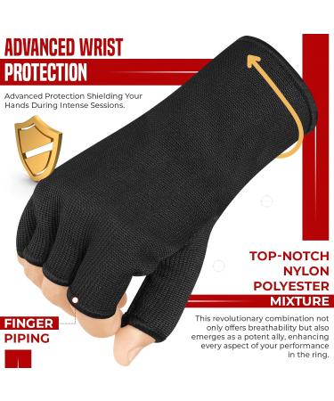 Sawans Inner Gloves for Muay Thai & Boxing Elastic Bandages for Training MMA & Kickboxing Durable Punching Gloves in Black - Buy Online on SooperMarket.com