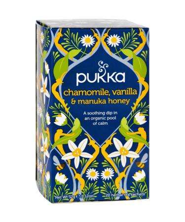 Pukka Herbal Teas Tea - Organic - Chamomile Vanilla and Manuka Honey - 20 Bags - Case of 6-95%+ Organic-Gluten Free - Yeast Free-Wheat Free-