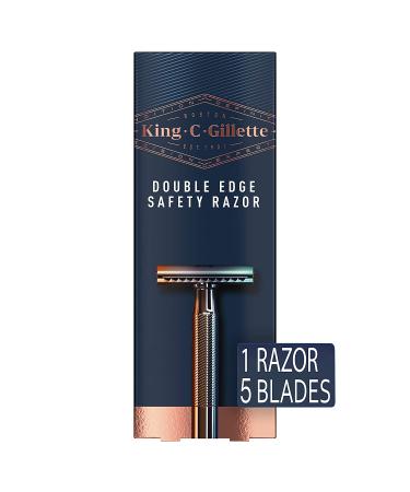 King C. Gillette Chrome Plated Safety Razor with 5 Platinum Blades - Buy Online on SooperMarket.com