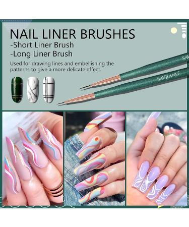 Saviland 12pcs Nail Art Brushes Set for Nail Salon - Design Pen, Painting Tools, Extension Gel Brush, UV Gel Brush, Liner Brush - Buy Online on SooperMarket.com