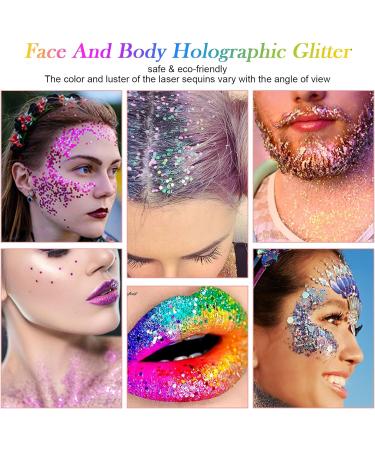 AOOWU Chunky Glitter 12 Colors 3D Nail Art Sequins - Festival & Holographic Cosmetic Glitter for Nail, Face, Body & DIY Art - Buy Online on SooperMarket.com