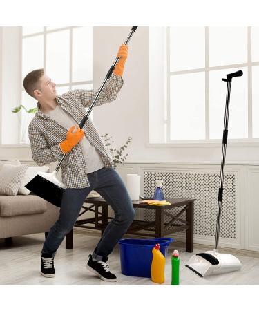 Premium Long Handled Broom and Dustpan Set for Home - Upright Standing Lobby Broom and Dust Pan Brush - Lightweight and Robust - Buy Online on SooperMarket.com
