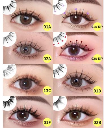 Geeneiya Manga Lashes Natural Look Anime False Eyelashes - 10 Pairs Asian Japanese Chinese Makeup Clusters - Buy Online on SooperMarket.com