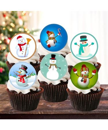 PRECUT Christmas Snowman Cupcake Toppers Mix Christmas Edible Cake Decorations Snowman Cake Toppers Xmas Cupcake Decoration Cute Snowman Cup Cake Topper (12) - Buy Online on SooperMarket.com