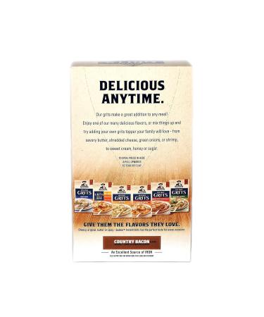 Country Bacon Instant Quaker Instant Grits 3- 9.8 Oz (280g) Box of 10 Packets (Total 30 Packets) Bundled with a JFS Recipe Card - Buy Online on SooperMarket.com