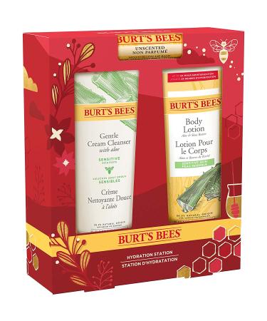 Burt's Bees Hydration Station Gift Set - 3 Body Care Stocking Stuffers with Unscented Lip Balm, Gentle Cream Cleanser, and Aloe Shea Butter Body Lotion | Christmas Gifts - Buy Online on SooperMarket.com