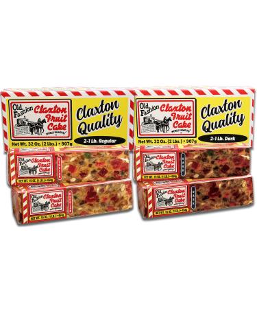 Claxton Fruit Cake-2 Regular and 2 Dark One-Pound Cakes