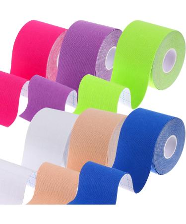 craftshou 6 Rolls Kinesiology Tape Waterproof Athletic Tape Breathable Elastic Sports Physio Tape for Muscle Elbow Knee Shoulder Ankle Pain Relief White - Buy Online on SooperMarket.com
