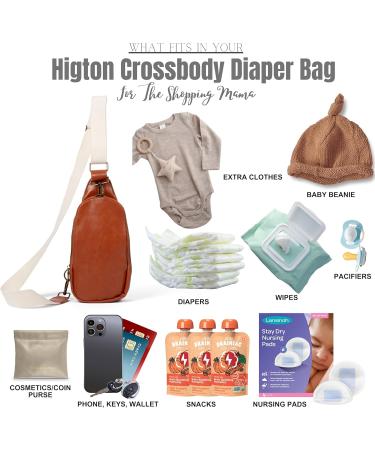 Higton Original Crossbody Diaper Bag - Small Compact & Organized - Ivory Strap - Auburn - Ideal for International Shipping - Buy Online on SooperMarket.com