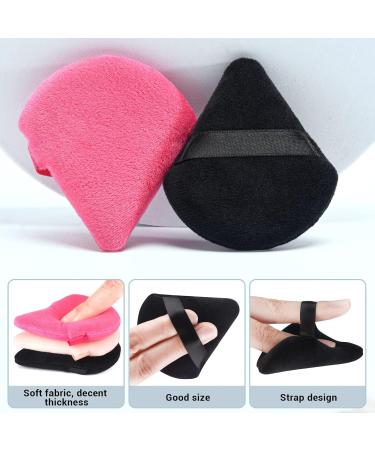 HEYMKGO Velvet Triangle Powder Puffs - 4 Pcs Dual-Use Makeup Puff Set for Setting Powder, Pressed Powder, and Under Eye Application in Black/Rose - Buy Online on SooperMarket.com