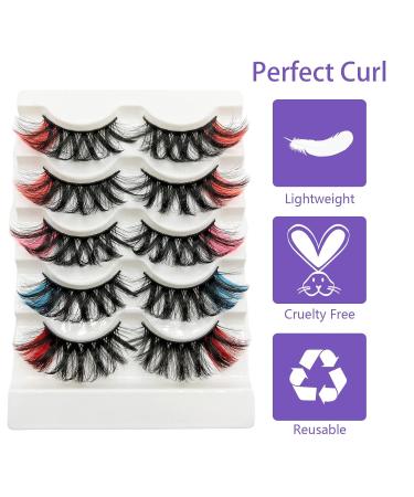 3D Mixed Colored 25MM Mink Lashes Pack - Pink Blue Red Eyelashes - Buy Online on SooperMarket.com