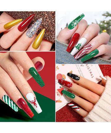 Yueshop Christmas Nail Art Gel Liner Polishes Set - 4x 8ml White Gold Red Green Colors - Soak Off Collection with Thin Nail Art Brush Pen Tool - DIY Nail Art for Girls and Women - Buy Online on SooperMarket.com