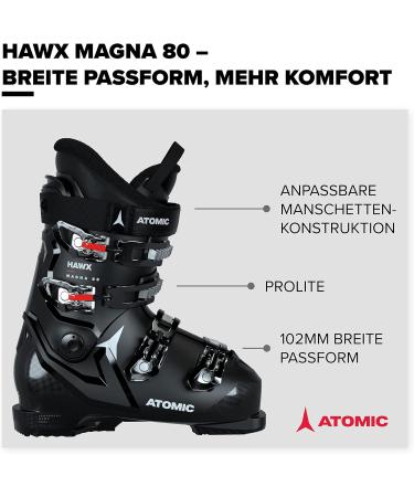 Buy Atomic Hawx Magna 80 Ski Boots - Alpine Black/White/Red 102mm Wide Fit Prolite Construction Memory Fit - International Shipping Available - Buy Online on SooperMarket.com