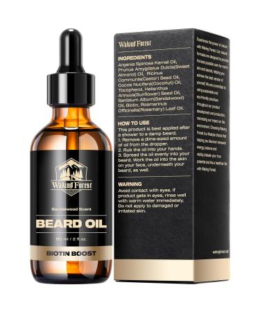 Biotin Beard Oil for Men - 2oz Sandalwood Scent | Promotes Beard Growth & Nourishment - Buy Online on SooperMarket.com