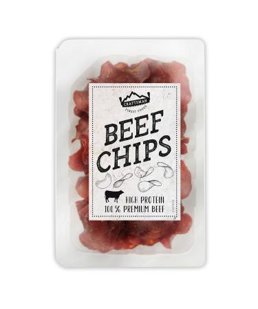 Craftsman Beef Chips - 100% Beef Jerky | Protein-Rich Gluten-Free Snack | Crispy Wafer-Thin Smoked Beef | Perfect for Parties | 10 Pack Display (300g) - Buy Online on SooperMarket.com