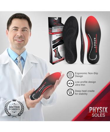 Physix Gear Sport Arch Support Insoles (Full Length) - Plantar Fasciitis Relief for Men & Women - Red/Black - UK Size L 9 1/2-11 | 10-11 1/2 - 1 Pair - Buy Online on SooperMarket.com