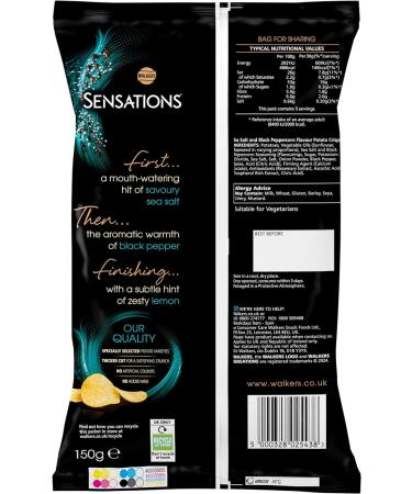 Walkers Sensations Salt & Black Peppercorn Crisps 150g - Buy Online on SooperMarket.com
