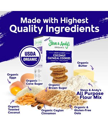 Steve and Andys Soft & Chewy Oatmeal Coconut Cookies - Gluten-Free Dessert, No Corn Syrup, Tree Nuts, Kosher, Non-GMO (2 Pack) - Buy Online on SooperMarket.com