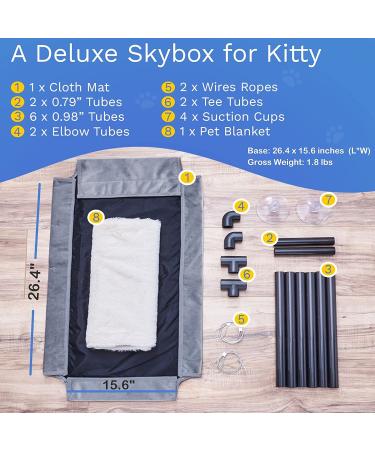 Hanging Window Cat Hammock - Suction Cup Mounted Perch for Indoor Cats | 26.4 x 15.6 Inches - Buy Online on SooperMarket.com