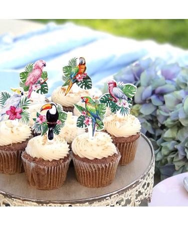 Blumomon 24-Piece Birds & Animals Cupcake Toppers - Parrot Picks & Cake Decorations for Kids' Birthday Parties - Buy Online on SooperMarket.com