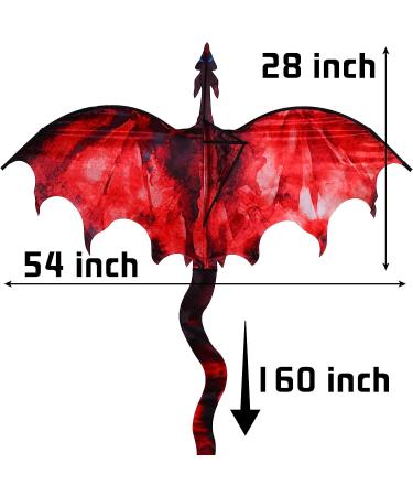 JEKOSEN Fiery Dragon 54 Huge Kite - Easy-to-Fly Single Line String with 160 Tail for Kids and Adults - Perfect for Beach Trips, Parks, and Outdoor Family Games - Buy Online on SooperMarket.com