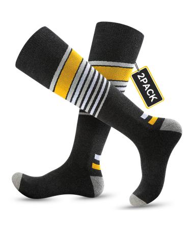 Ski Socks Womens Mens 2 Pairs OTC Snow Socks for Snowboarding Skiing Skating Winter Performance Socks Gray+gray Medium