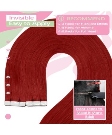 Youngsee 40cm Red Tape In Extensions - Real Hair 10pcs 25g - Smooth Tape for Hair Recovery - Buy Online on SooperMarket.com