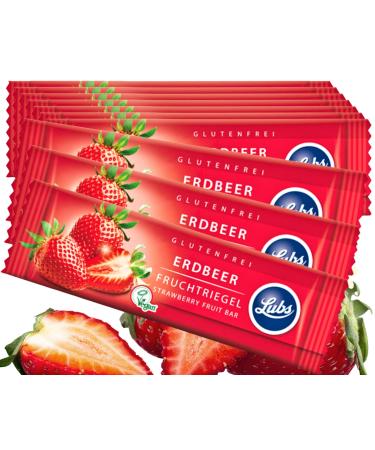 Snack Bag - 10x 30g Lubs Organic Fruit Bar Strawberry | Organic & Vegan | Fruit Bar with fresh fruit | Gluten-free bars | Fruit slices