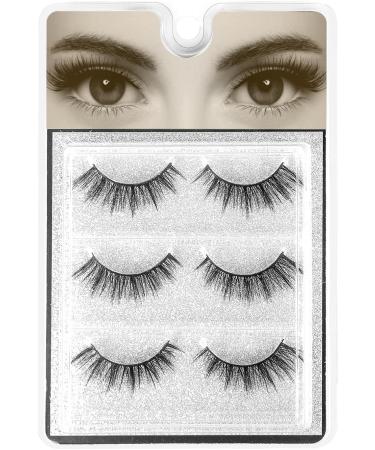3D Mink False Eyelashes Natural Look Reusable Fake Lashes Volume Fluffy Soft Strip Lashes 3 Pairs No Glue 3Pairs36
