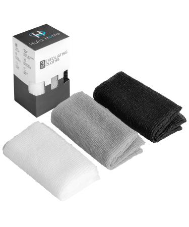 Soft, Medium & Hard (3pc) Exfoliating Washcloth Variety Pack (11.8" X 35.4") Body Wash Nylon Scrub Cloth Back Scrubber Towel Weave for Bath Shower Beauty Skin Washcloth for Women & Men 3 pcs