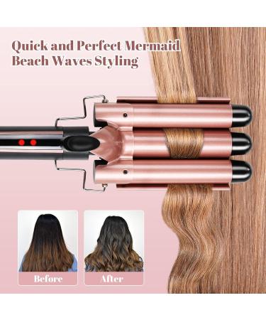 5-in-1 Curling Iron Set - Dual Voltage Interchangeable Curling Wand with 3 Barrel Crimper & 4 Curling Irons - LED Temp Control for All Hair Types - Includes Glove & Clips - Buy Online on SooperMarket.com