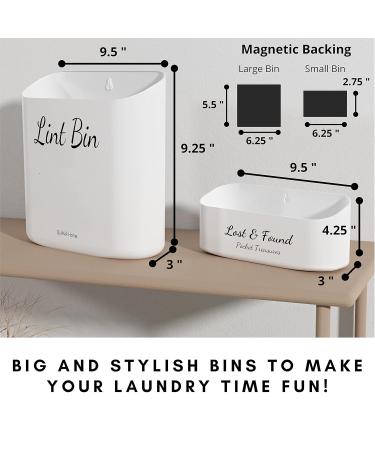 Magnetic Lint Bin for Laundry Room - 3 Piece White Lint Holder & Waste Box for Dryer Organization - Buy Online on SooperMarket.com