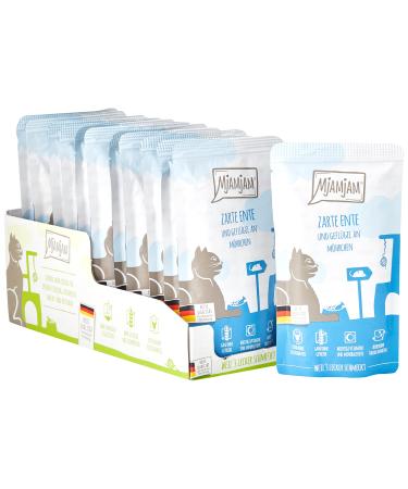 Mjamjam - Premium wet food for cats - squeezing - delicate duck & poultry on delicious carrot 12 pack (12 x 125 g) grain free with extra meat duck + poultry 125 g (12 pack)