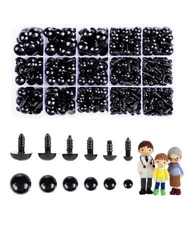 700 Pcs Safety Eyes for Amigurumi with Washers 6-14mm Plastic Crochet Safety Eyes Black Safety Eyes for Crochet Stuffed Animals DIY Halloween Decorations